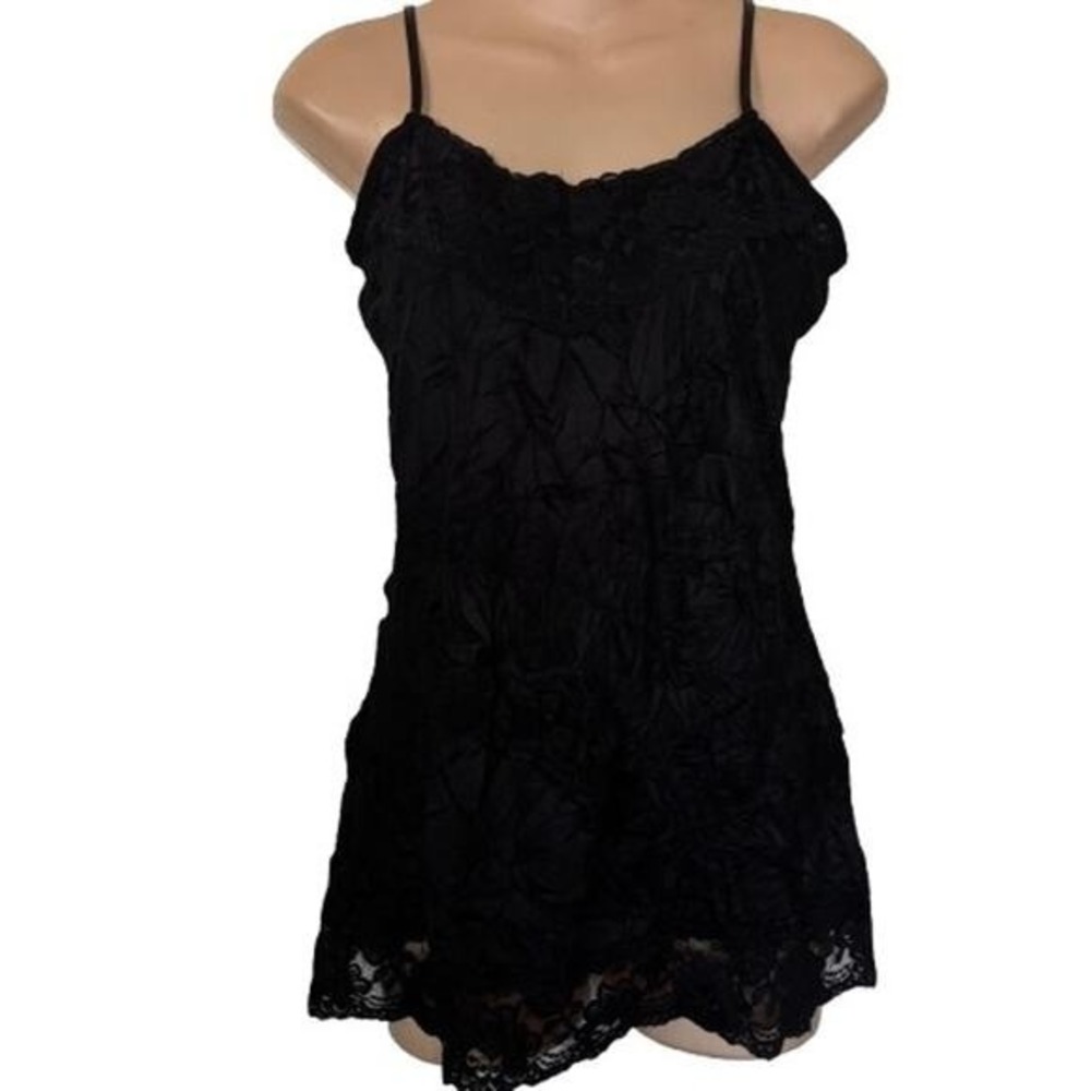 Maurice's Women's Y2K Lace Trim Black Babydoll Top Camisole NWT‎ Large Black